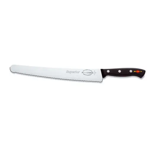 Billig Universalmesser SUPERIOR runde Spitze Wellenschliff genietet schwarz Klingenlänge 26 cm